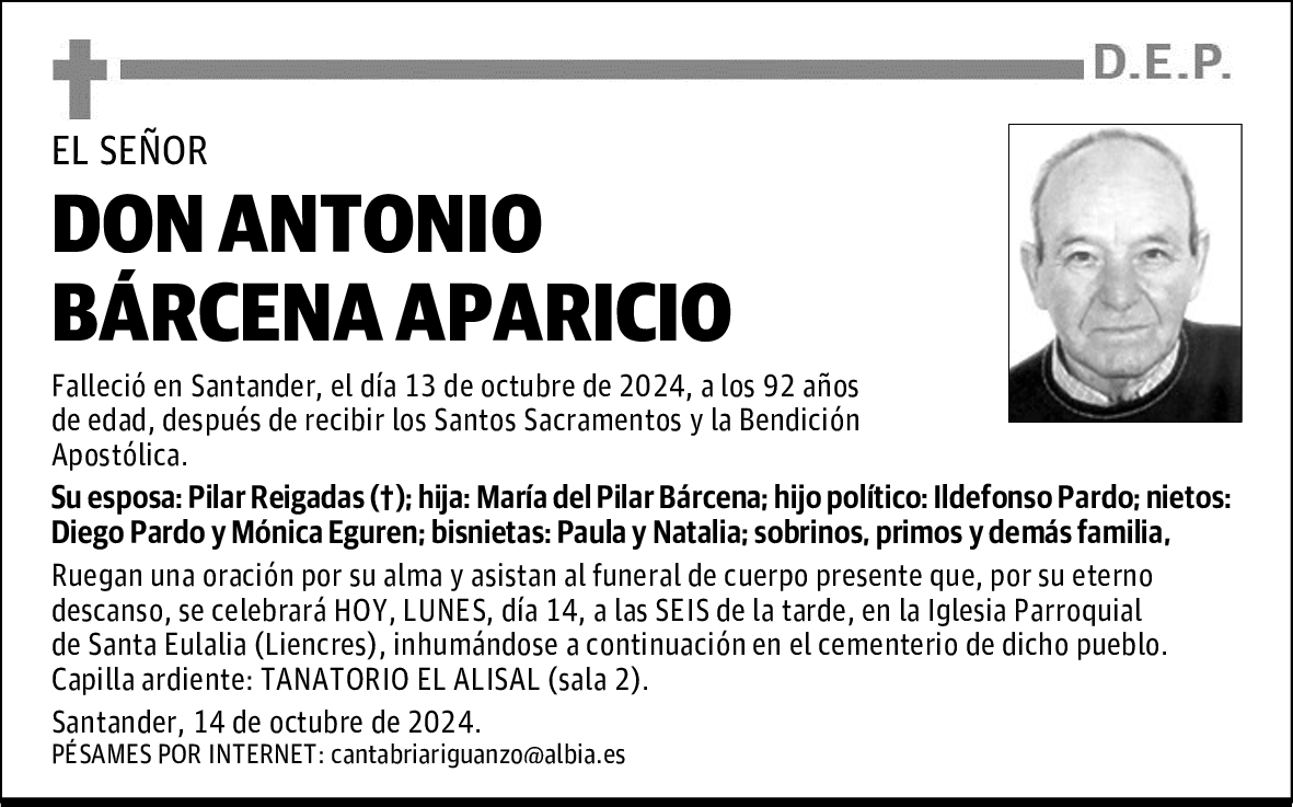 DON ANTONIO BÁRCENA APARICIO