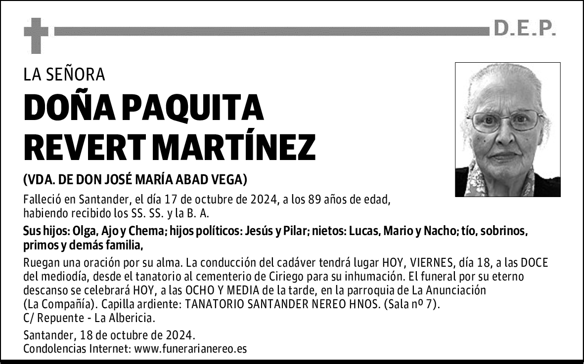 DOÑA PAQUITA REVERT MARTÍNEZ