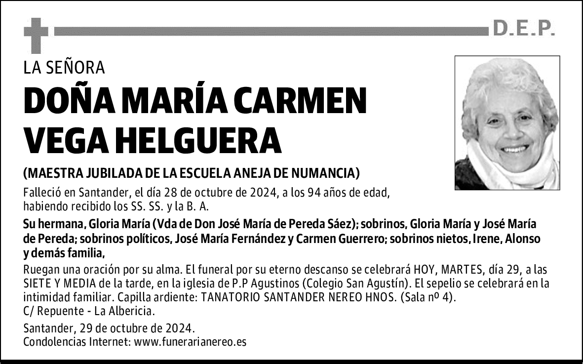 DOÑA MARÍA CARMEN VEGA HELGUERA