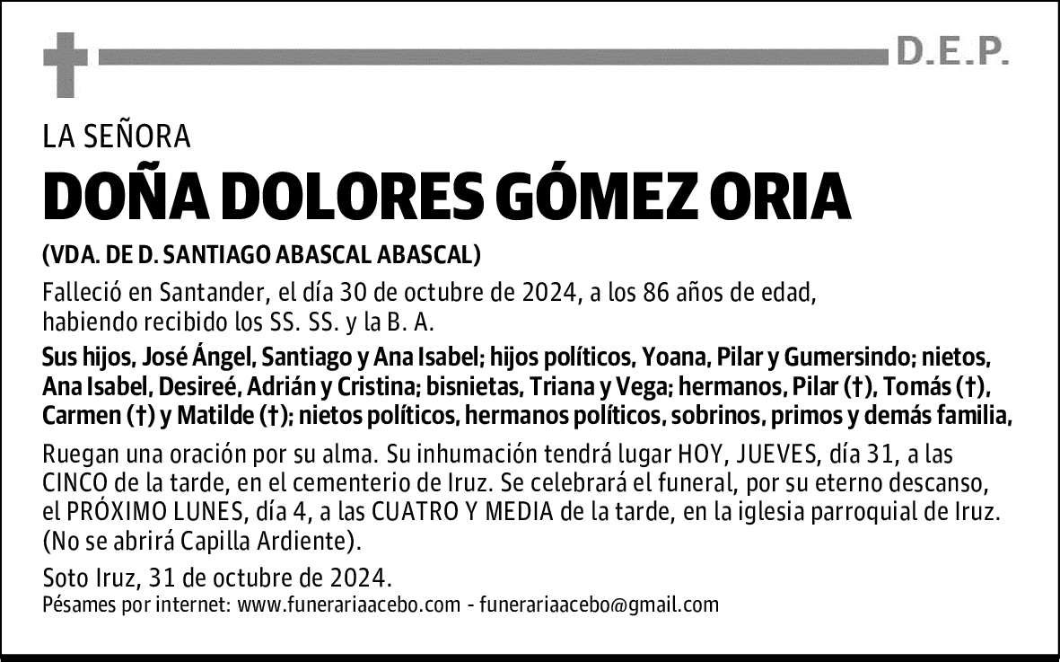 DOÑA DOLORES GÓMEZ ORIA