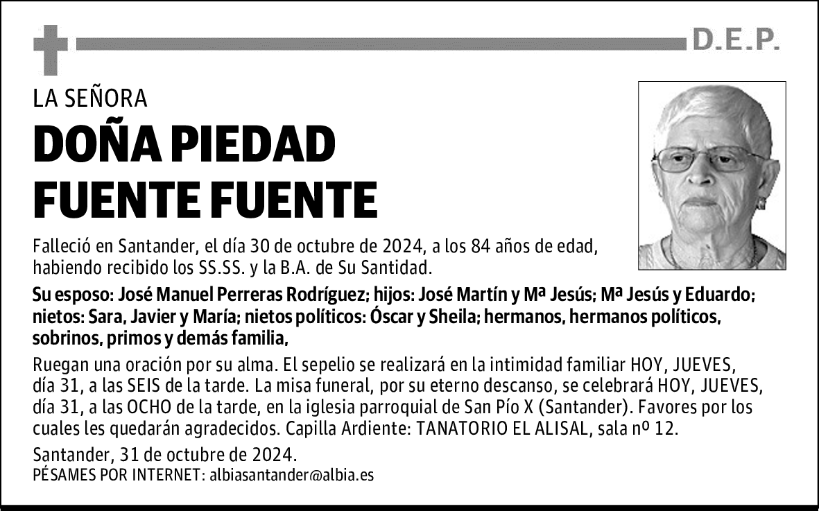 DOÑA PIEDAD FUENTE FUENTE