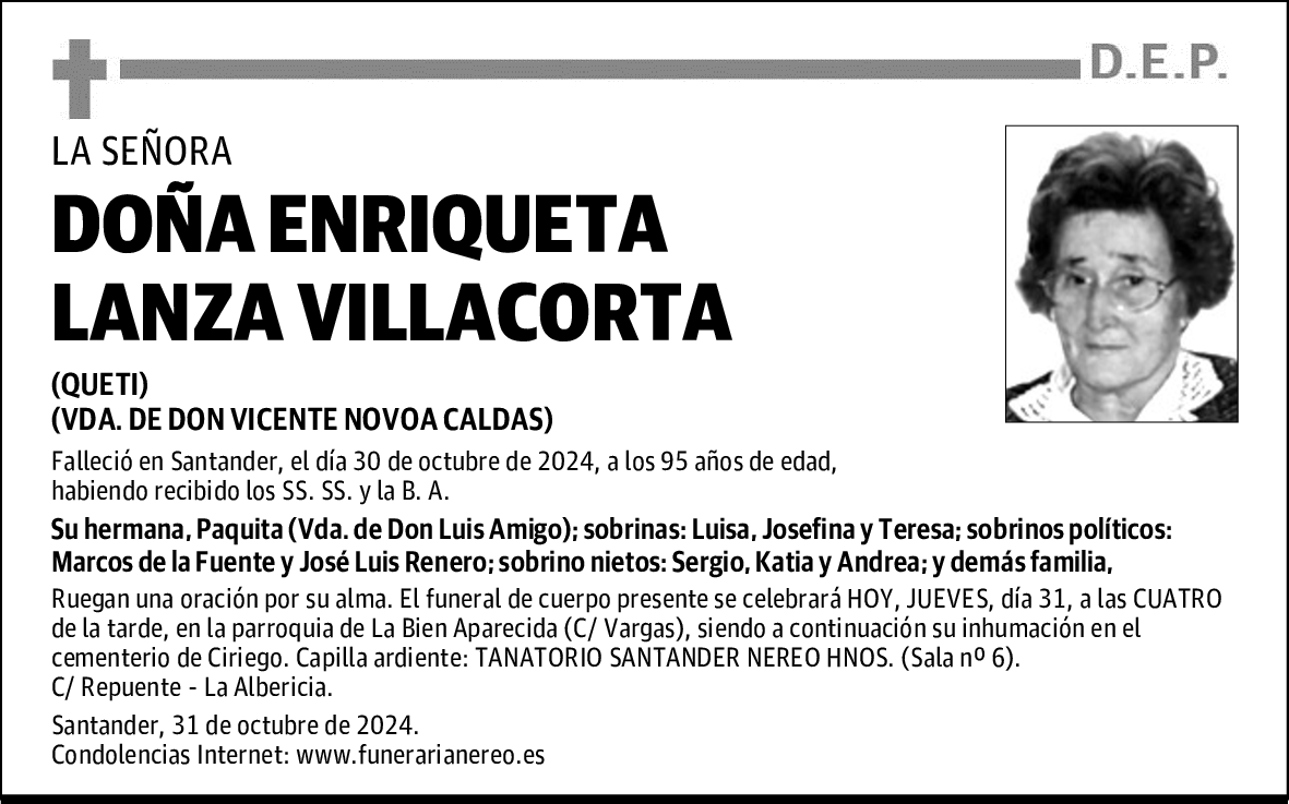 DOÑA ENRIQUETA LANZA VILLACORTA