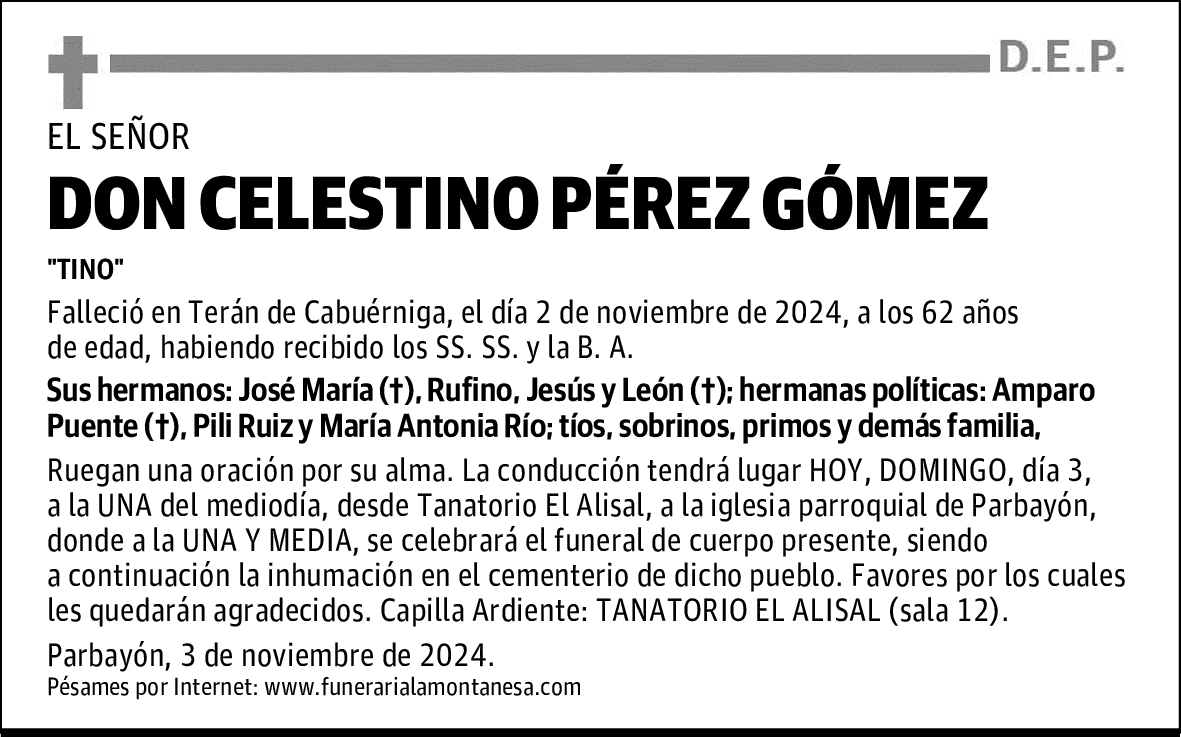 DON CELESTINO PÉREZ GÓMEZ