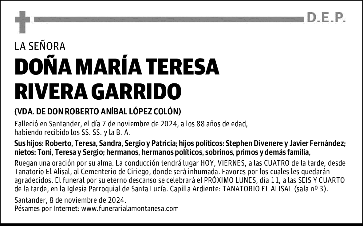 DOÑA MARÍA TERESA RIVERA GARRIDO