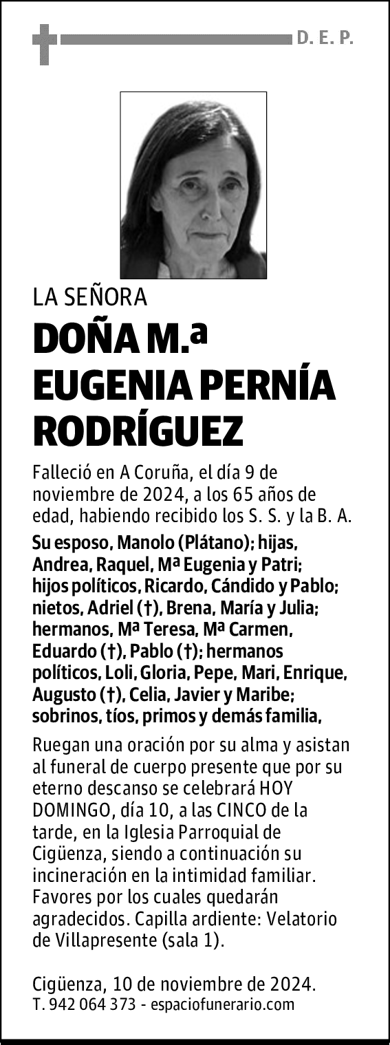 DOÑA M.ª EUGENIA PERNÍA RODRÍGUEZ