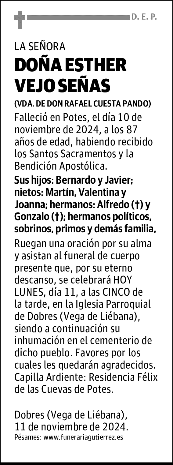 DOÑA ESTHER VEJO SEÑAS