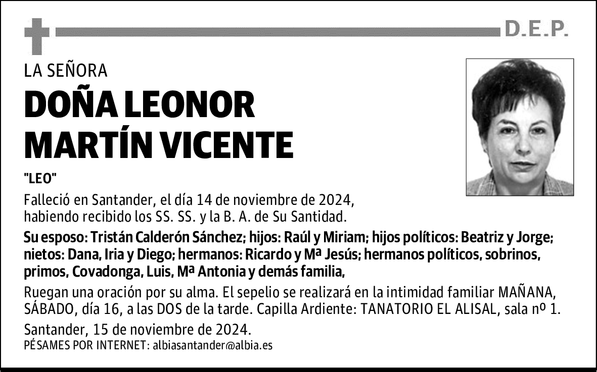 DOÑA LEONOR MARTÍN VICENTE