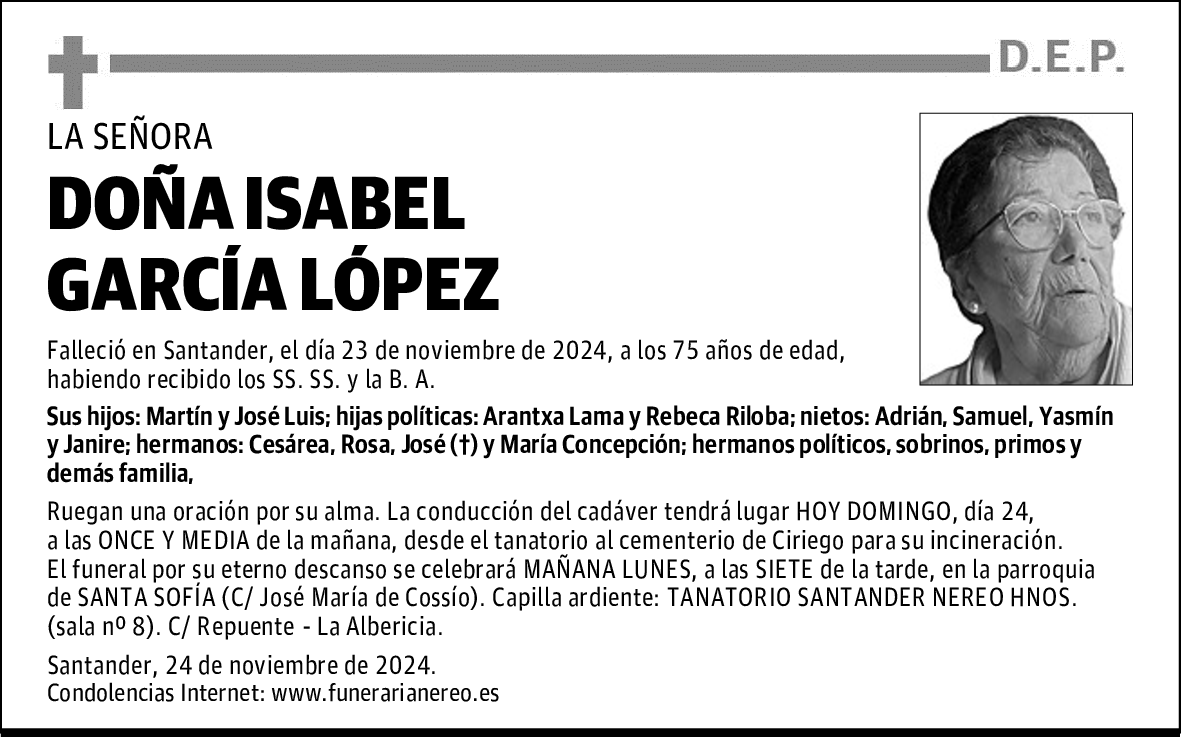 DOÑA ISABEL GARCÍA LÓPEZ