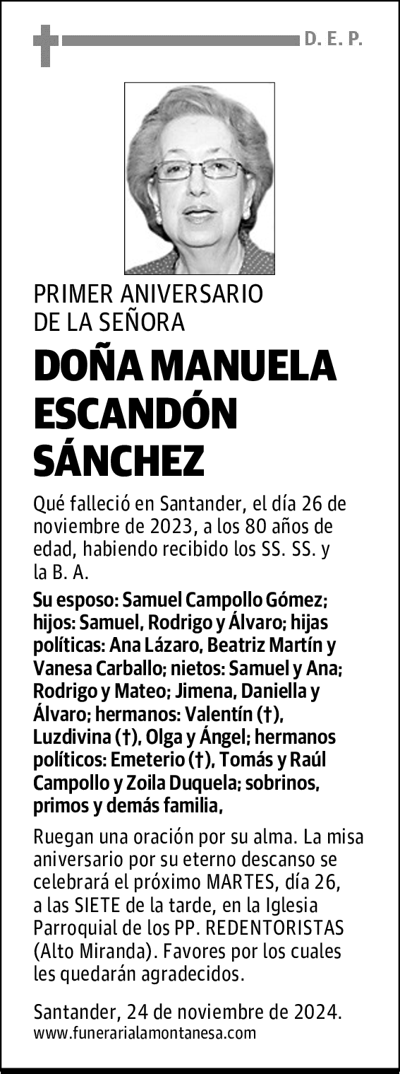 DOÑA MANUELA ESCANDÓN SÁNCHEZ