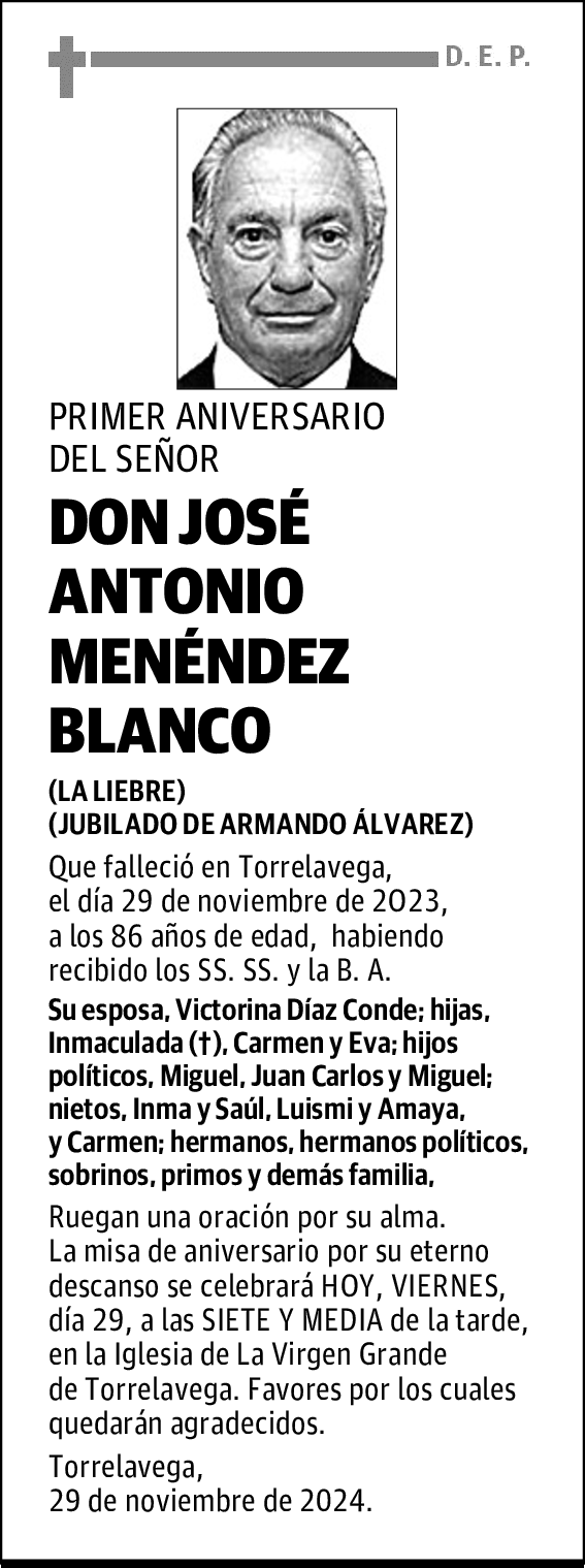 DON JOSÉ ANTONIO MENÉNDEZ BLANCO