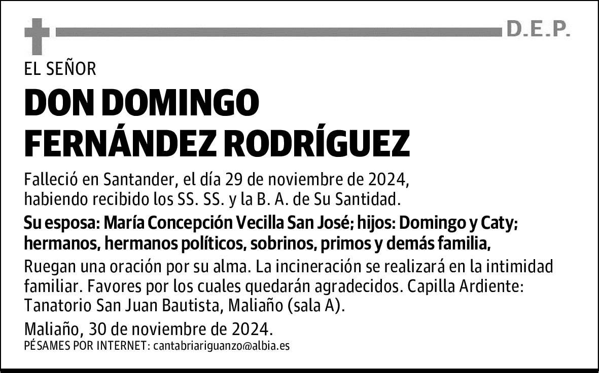 DON DOMINGO FERNÁNDEZ RODRÍGUEZ