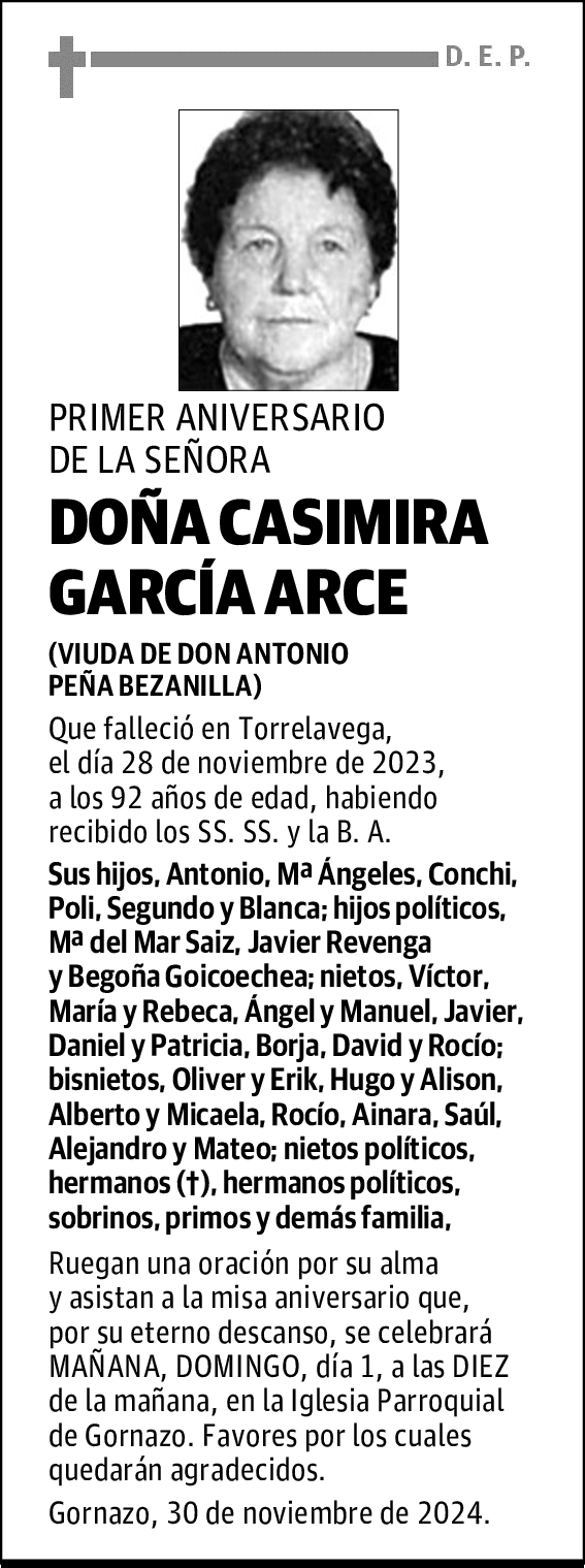 DOÑA CASIMIRA GARCÍA ARCE