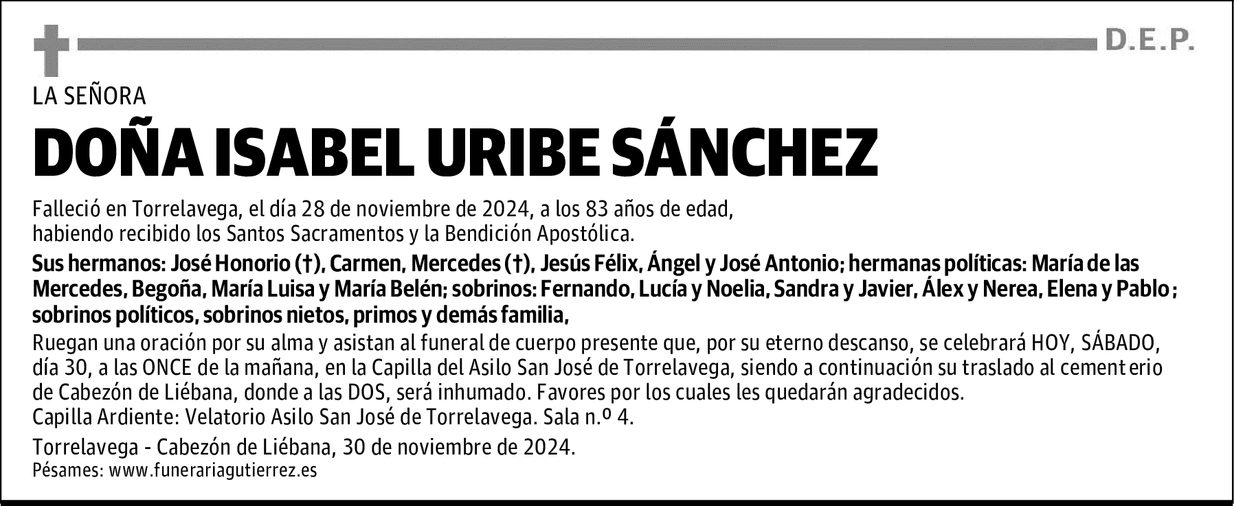 DOÑA ISABEL URIBE SÁNCHEZ