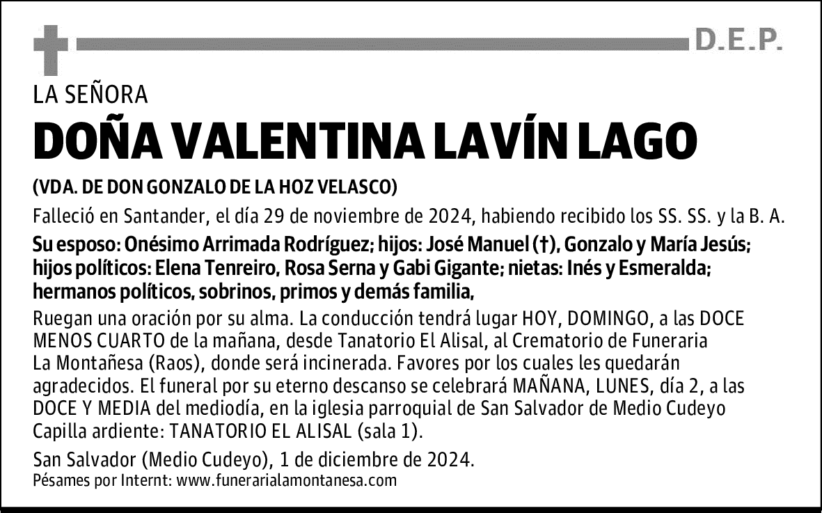 DOÑA VALENTINA LAVÍN LAGO