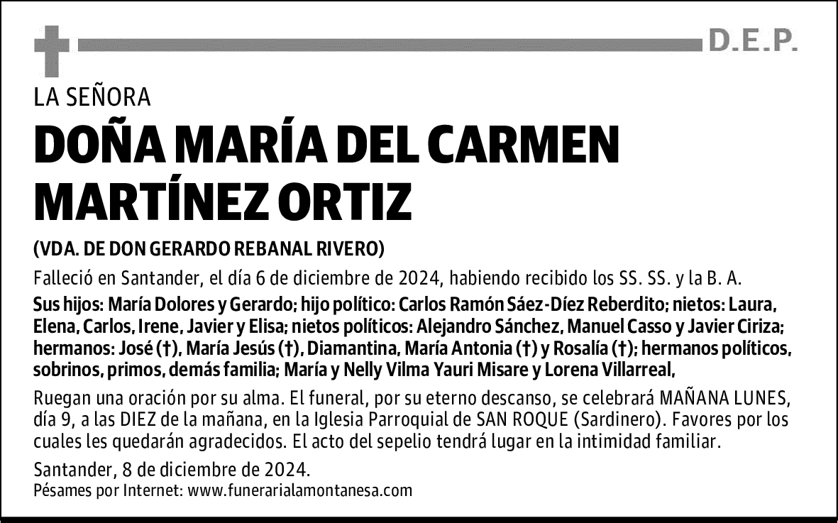 DOÑA MARÍA DEL CARMEN MARTÍNEZ ORTIZ