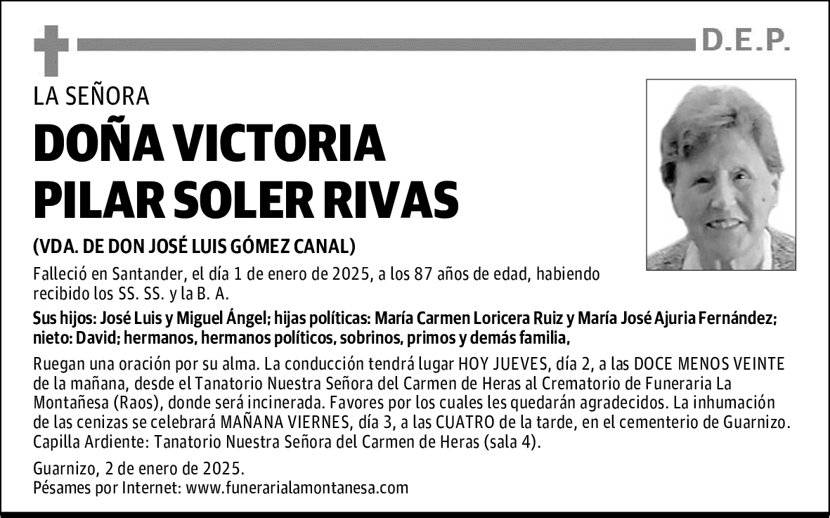 DOÑA VICTORIA PILAR SOLER RIVAS