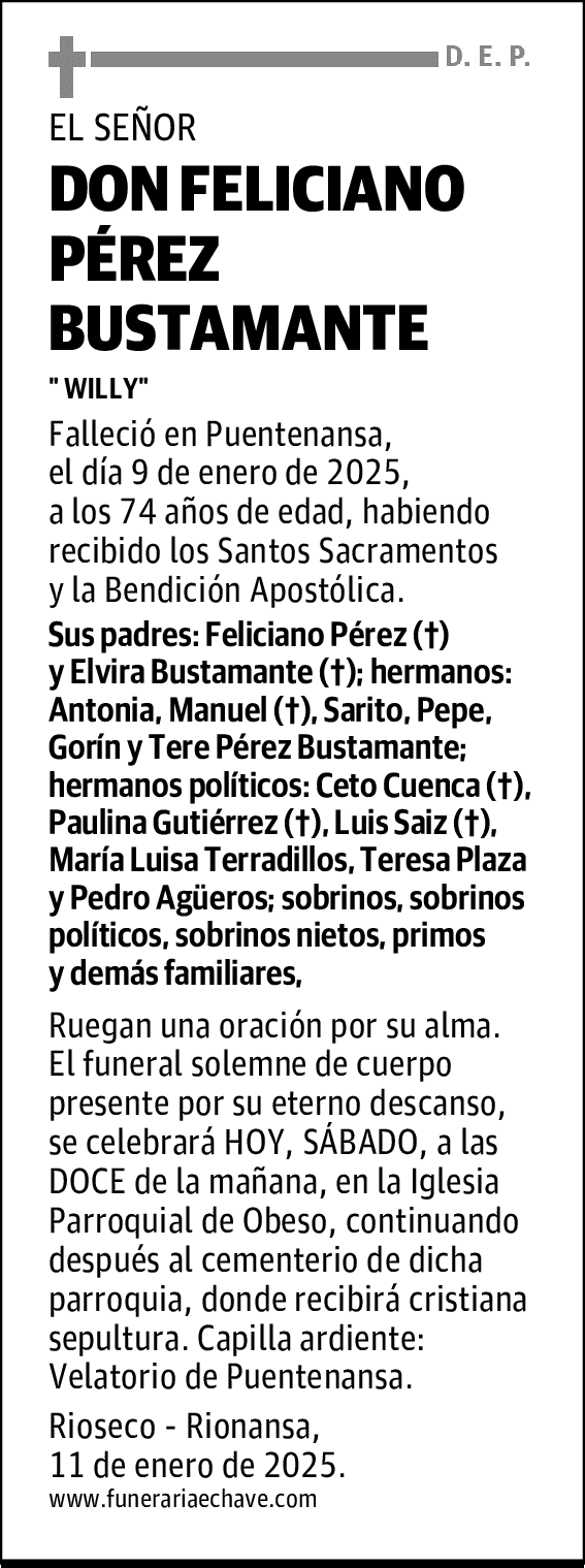 DON FELICIANO PÉREZ BUSTAMANTE