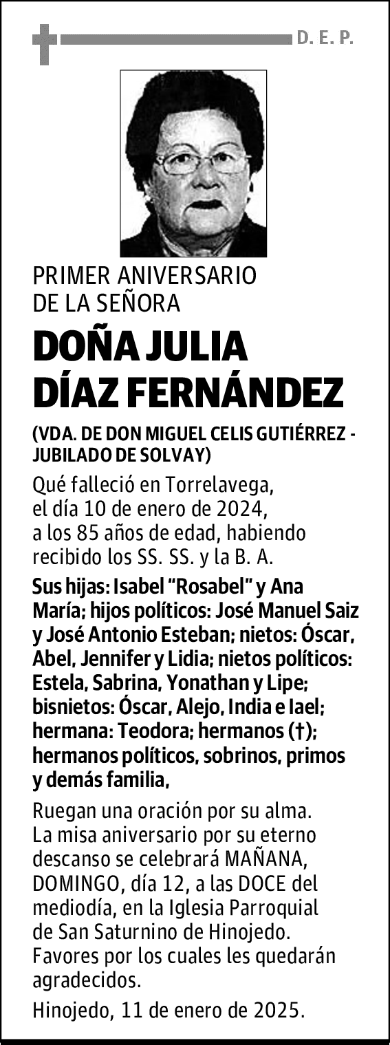DOÑA JULIA DÍAZ FERNÁNDEZ