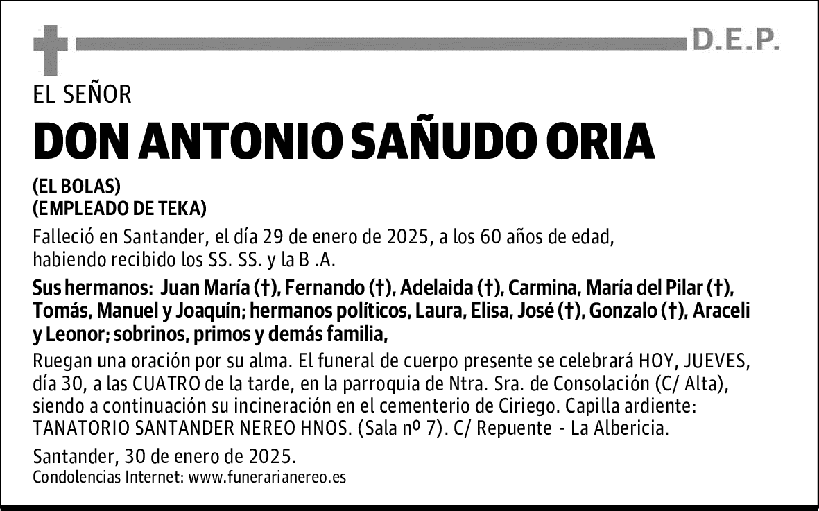 DON ANTONIO SAÑUDO ORIA