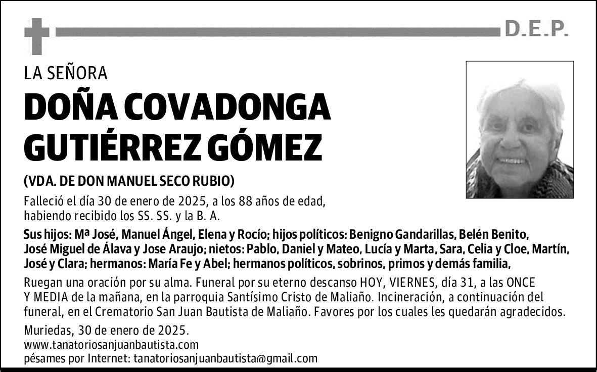 DOÑA COVADONGA GUTIÉRREZ GÓMEZ
