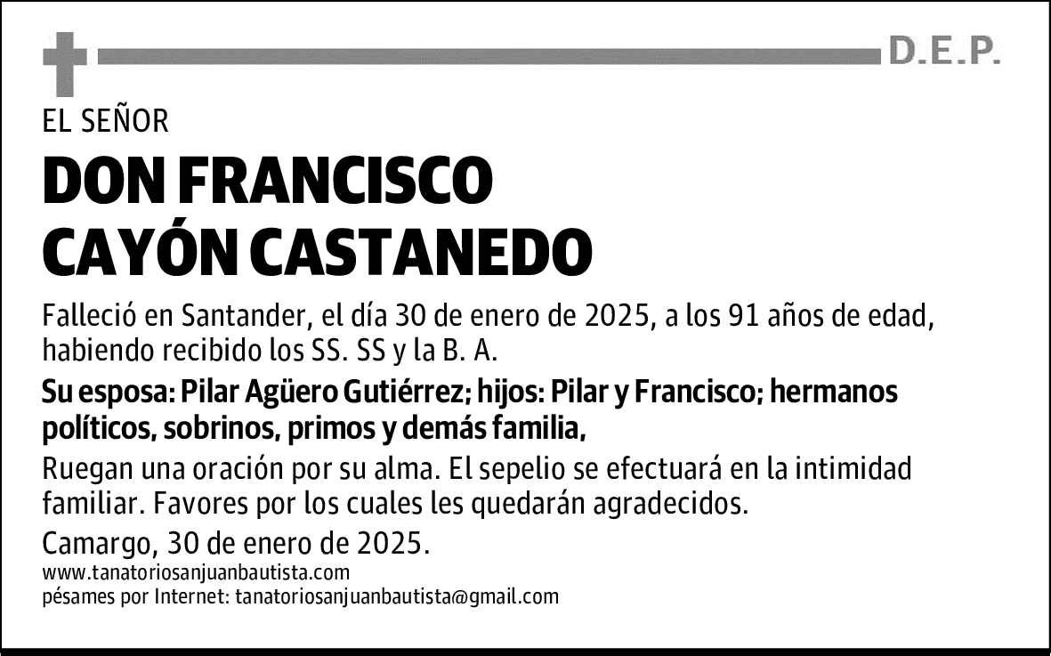 DON FRANCISCO CAYÓN CASTANEDO