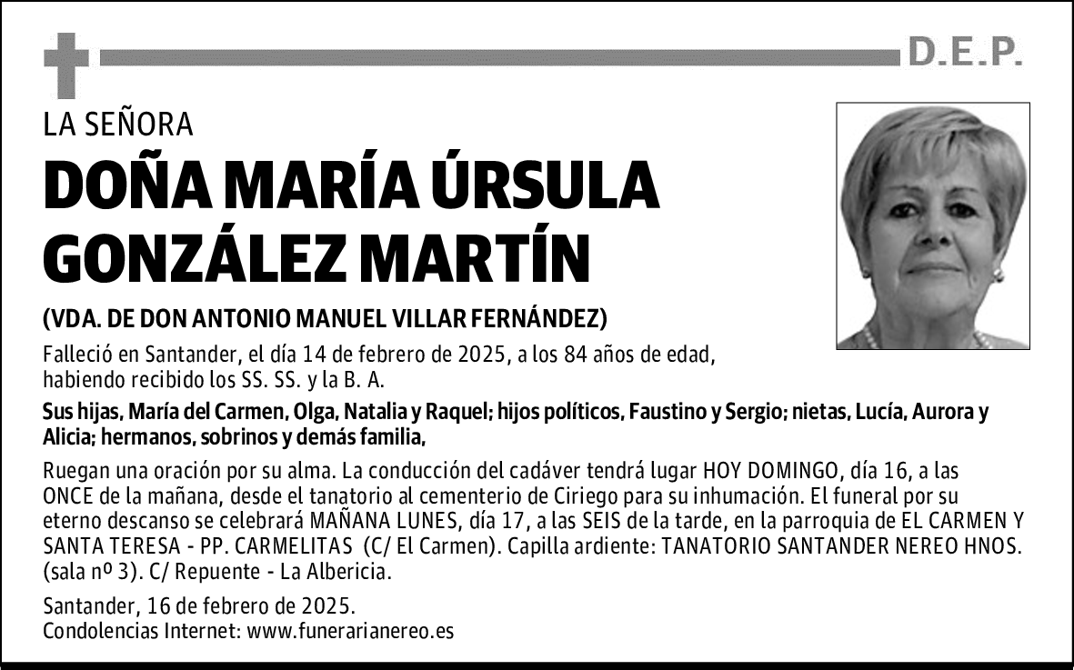 DOÑA MARÍA ÚRSULA GONZÁLEZ MARTÍN