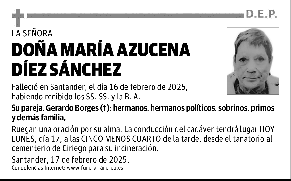DOÑA MARÍA AZUCENA DÍEZ SÁNCHEZ
