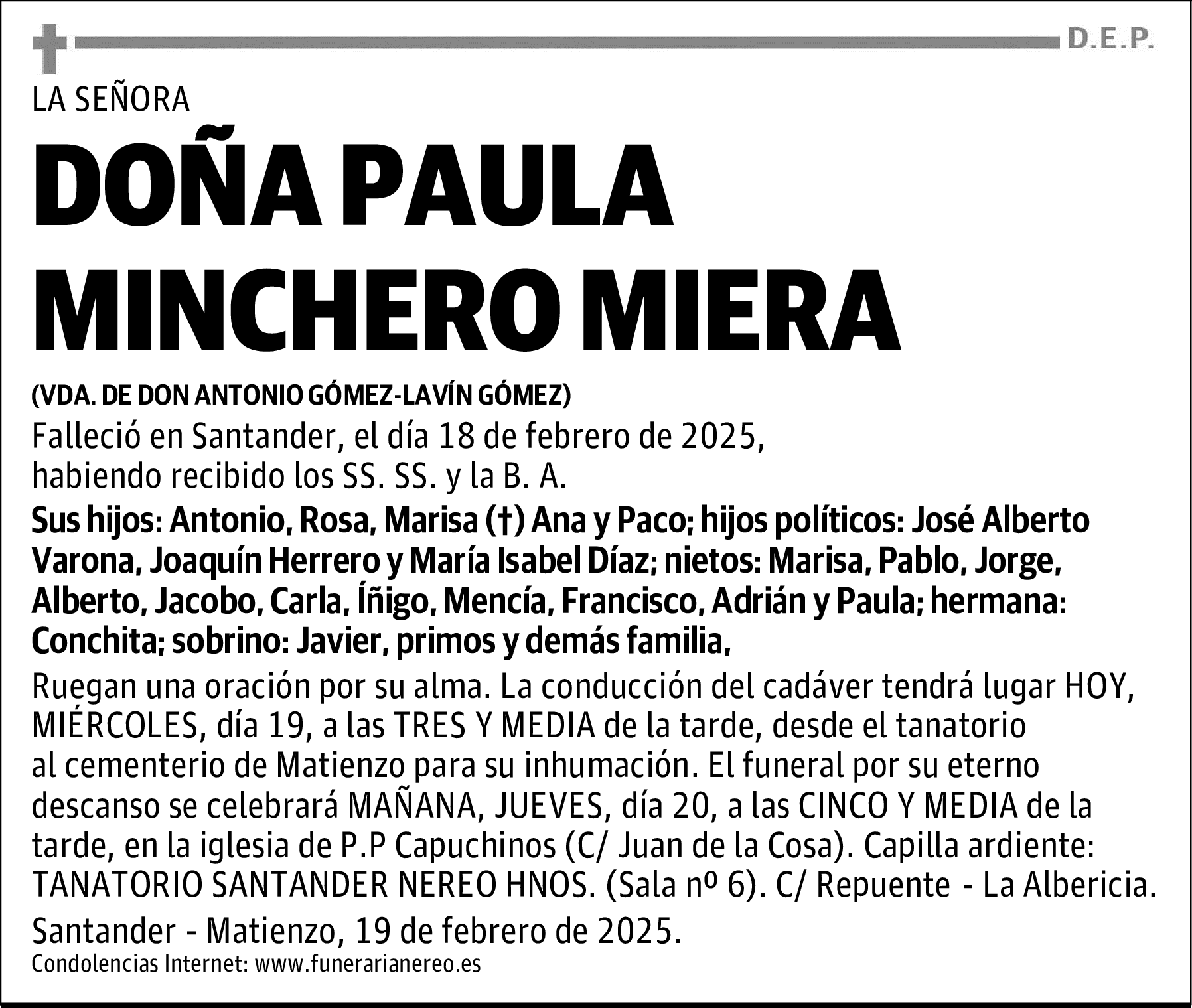DOÑA PAULA MINCHERO MIERA