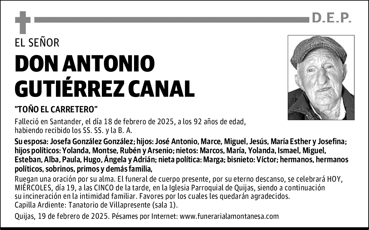 DON ANTONIO GUTIÉRREZ CANAL