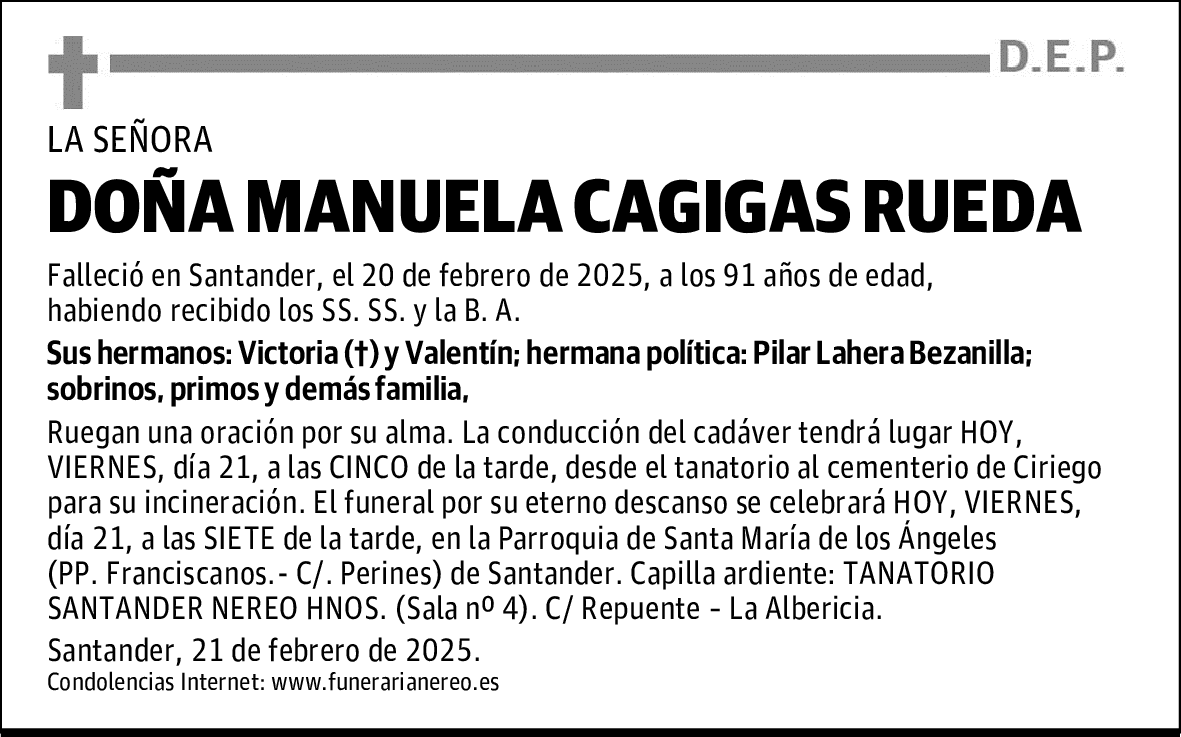 DOÑA MANUELA CAGIGAS RUEDA