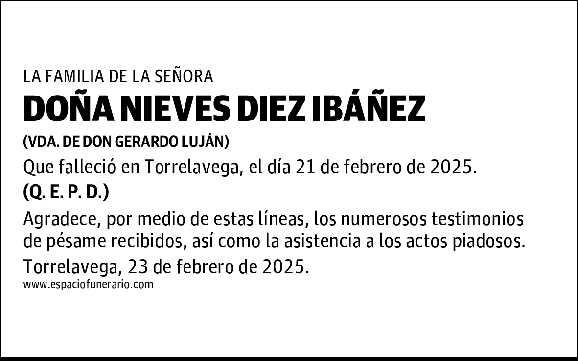 DOÑA NIEVES DIEZ IBÁÑEZ