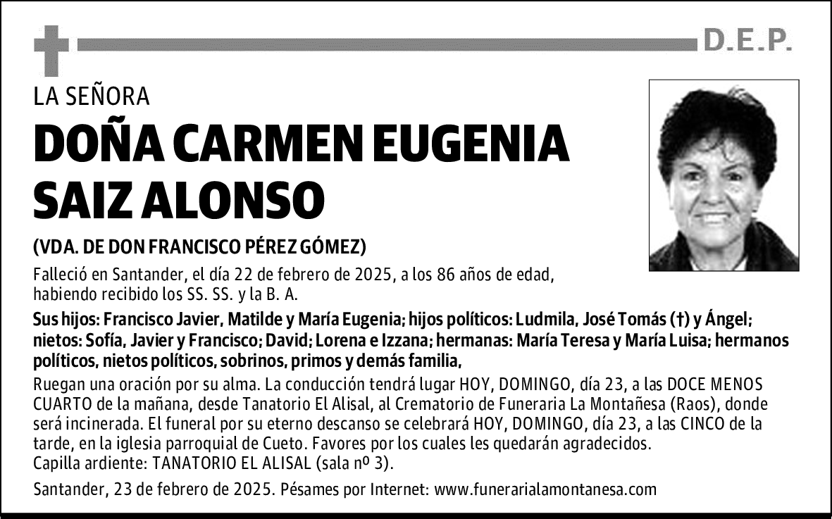 DOÑA CARMEN EUGENIA SAIZ ALONSO