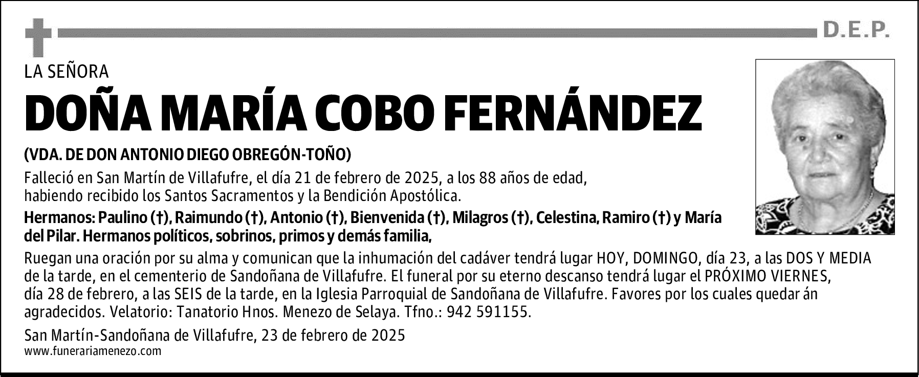 DOÑA MARÍA COBO FERNÁNDEZ