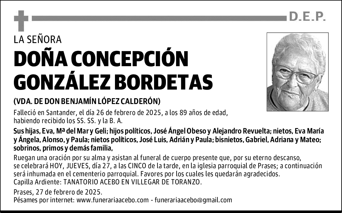 DOÑA CONCEPCIÓN GONZÁLEZ BORDETAS