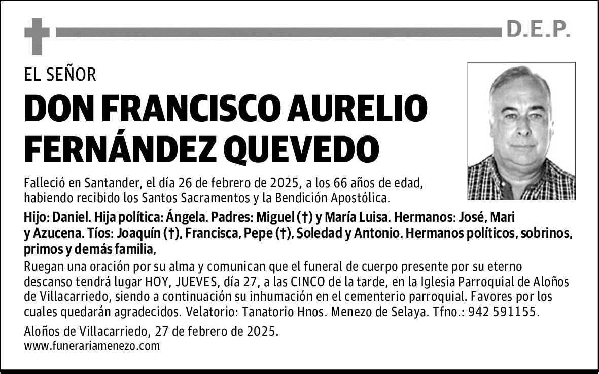 DON FRANCISCO AURELIO FERNÁNDEZ QUEVEDO