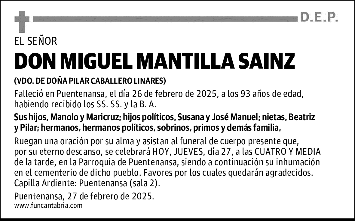 DON MIGUEL MANTILLA SAINZ