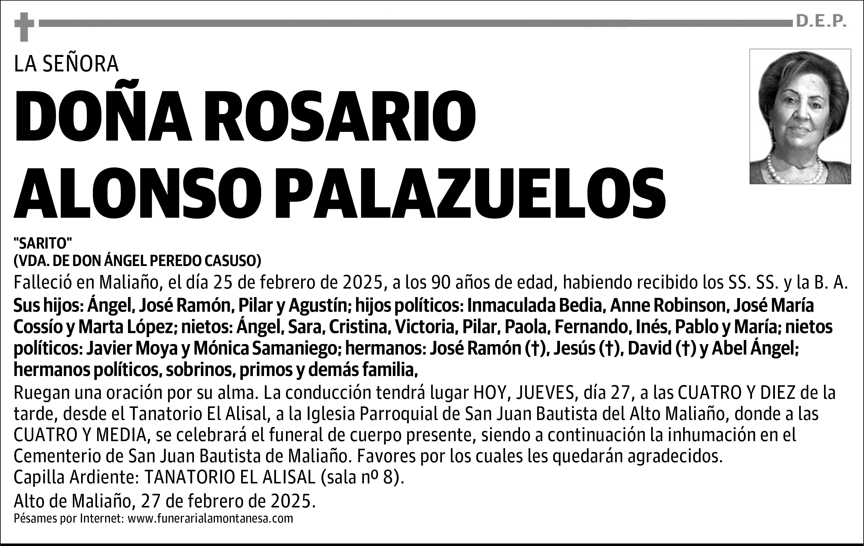 DOÑA ROSARIO ALONSO PALAZUELOS