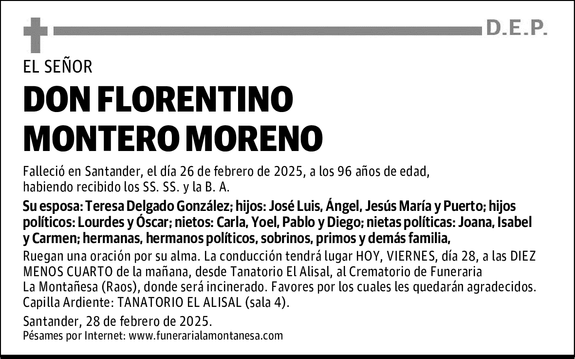 DON FLORENTINO MONTERO MORENO