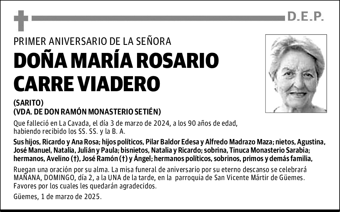 DOÑA MARÍA ROSARIO CARRE VIADERO