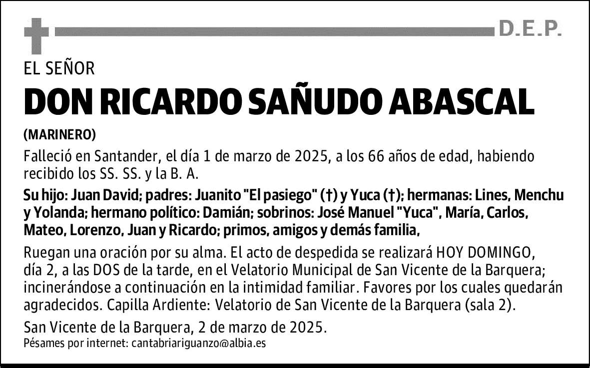 DON RICARDO SAÑUDO ABASCAL