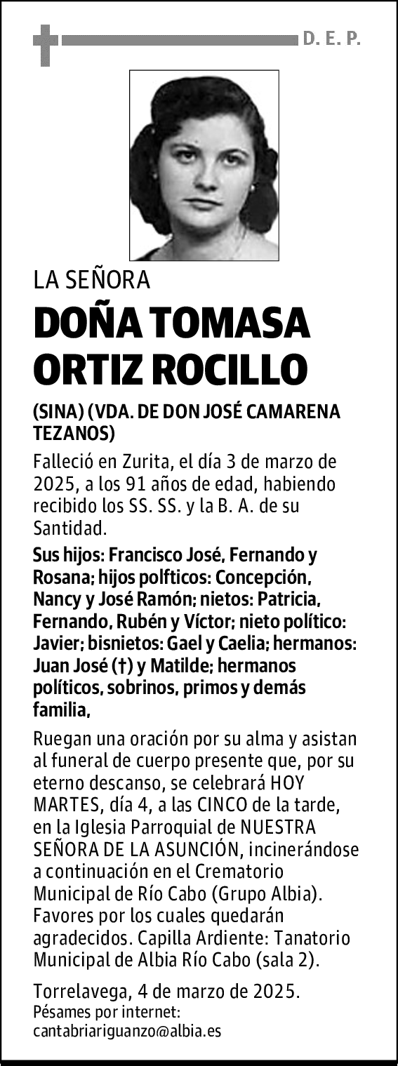 DOÑA TOMASA ORTIZ ROCILLO