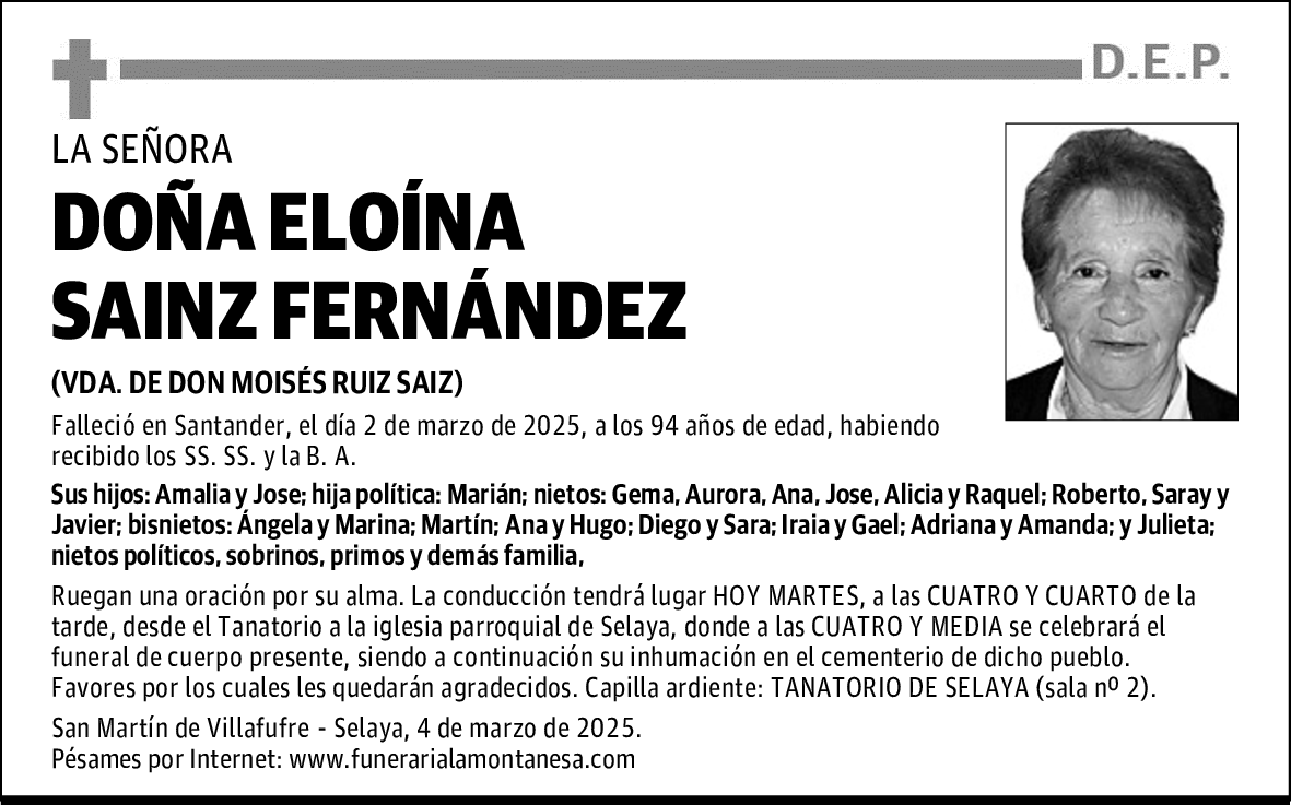 DOÑA ELOÍNA SAINZ FERNÁNDEZ