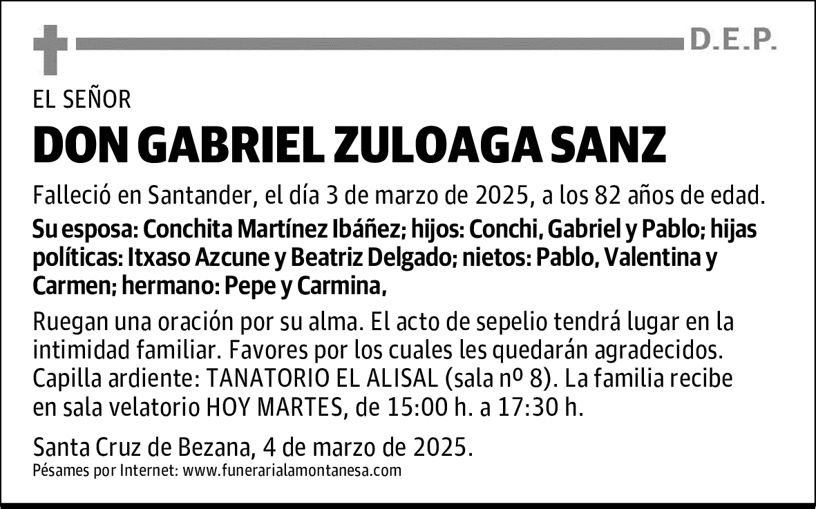 DON GABRIEL ZULOAGA SANZ