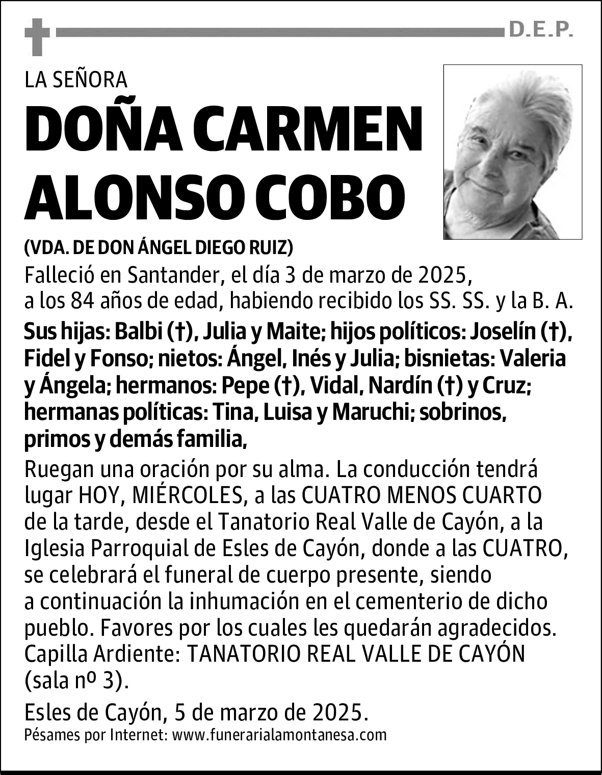 DOÑA CARMEN ALONSO COBO