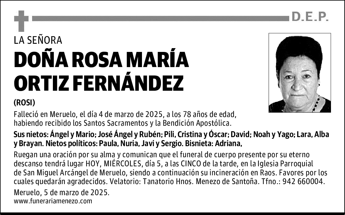 DOÑA ROSA MARÍA ORTIZ FERNÁNDEZ