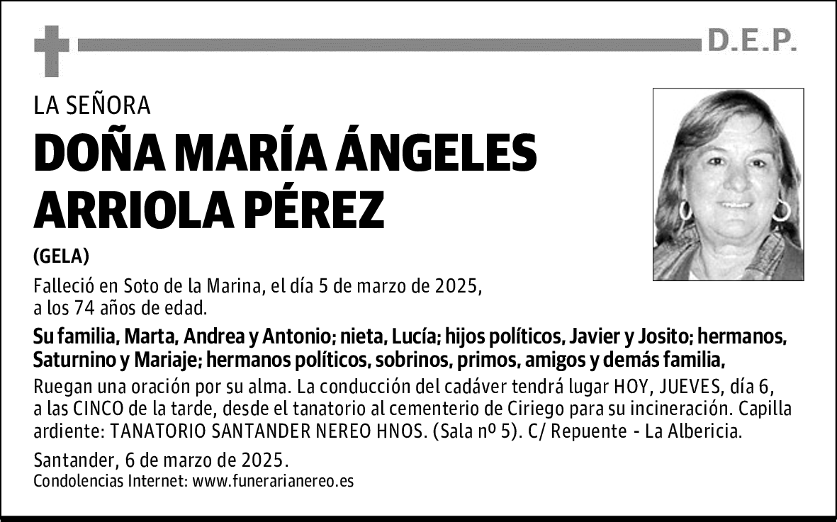 DOÑA MARÍA ÁNGELES ARRIOLA PÉREZ