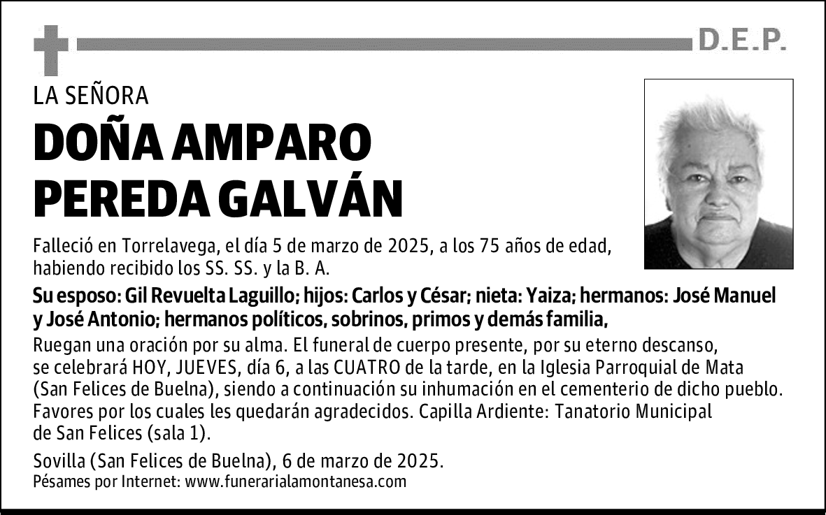 DOÑA AMPARO PEREDA GALVÁN
