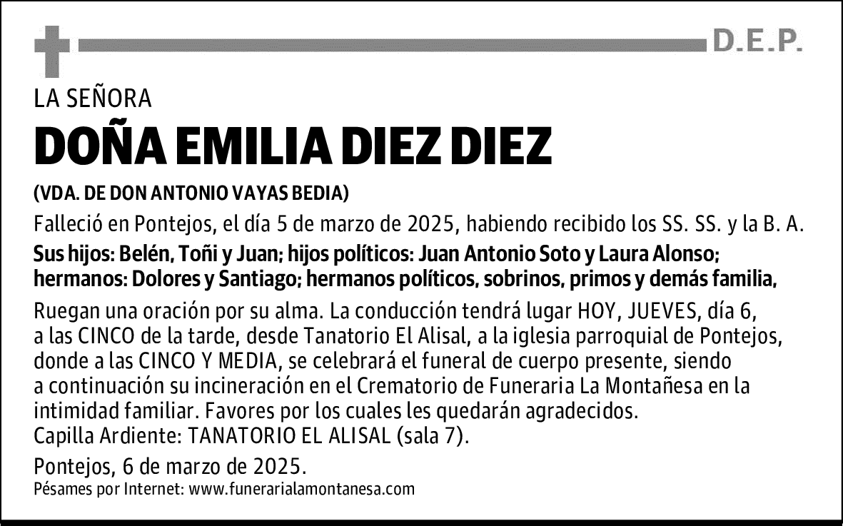 DOÑA EMILIA DIEZ DIEZ