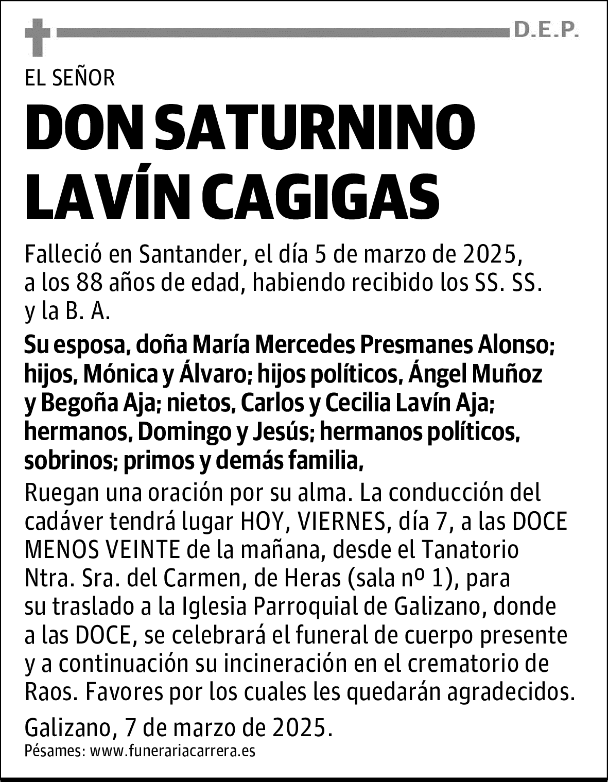 DON SATURNINO LAVÍN CAGIGAS
