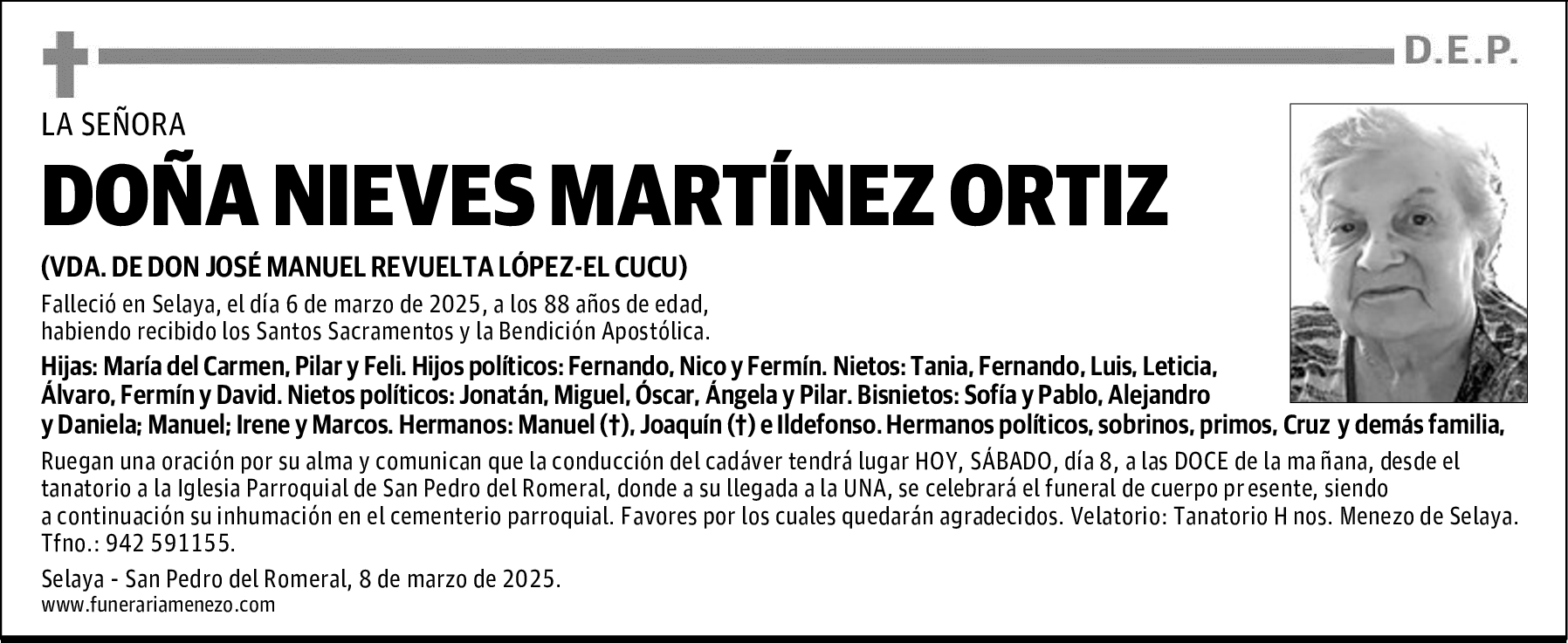 DOÑA NIEVES MARTÍNEZ ORTIZ